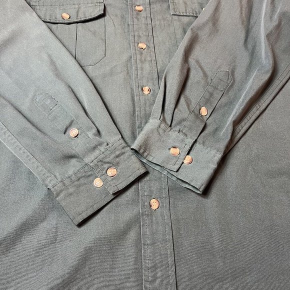Cabelas Vintage Shirt Mens Large Green Long Sleeve Button Down Safari FADED - Picture 6 of 9